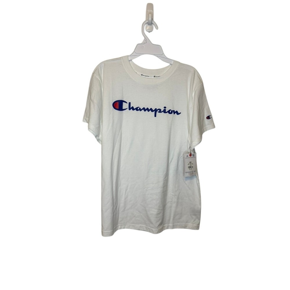 Champion Womens Classic Tee White Crew Neck Logo Short Sleeve T-Shirt